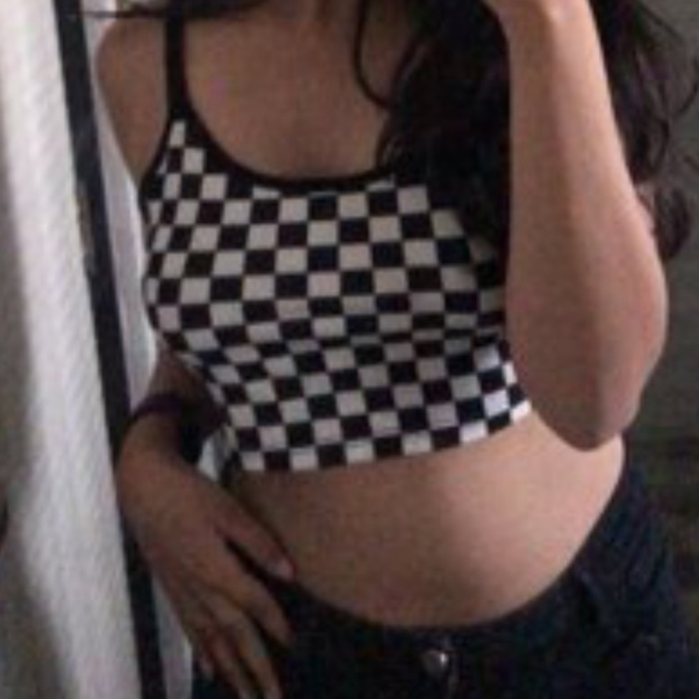 checkered print crop top